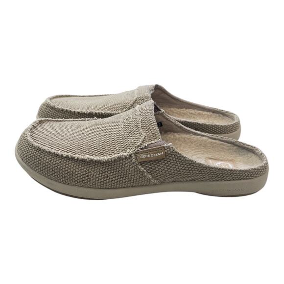 Walk Hero Gecko Man Canvas Slipper with Arch Support Slip On Tan Size 10 Fleece - Picture 5 of 8